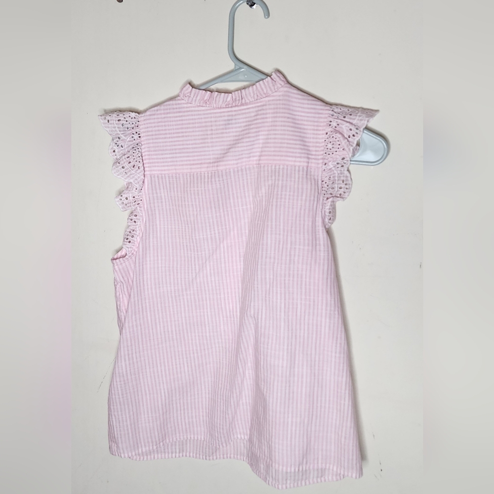 J. Crew Pink Ruffle Sleeve Women's Top - Picture 3 of 3